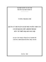 Quản lý chi ngân sách nhà nước cho các bệnh viện thuộc sở y tế trên đị bàn hà nội 