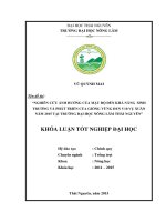 Nghiên cứu ảnh hưởng của mật độ đến khả năng sinh trưởng và phát triển của giống vừng đen V10 vụ xuân năm 2015 tại trường Đại Học Nông Lâm Thái Nguyên