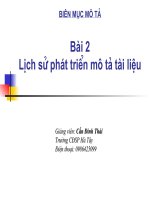 Biên mục mô tả Bài 2. Lịch sử phát triển mô tả tài liệu