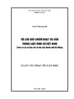 Tội lừa đảo chiếm đoạt tài sản trong luật hình sự Việt Nam (Trên cơ sở số liệu xét xử địa bàn thành phố Đà Nẵng)