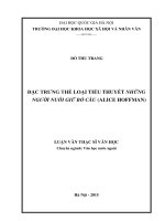 Đặc trưng thể loại tiểu thuyết những người nuôi giữ bồ câu ( alice hoffman) 