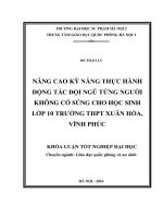 Nâng cao kỹ năng thực hành động tác đội ngũ từng người không có súng cho học sinh lớp 10 trường THPT xuân hòa, vĩnh phúc 