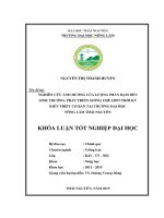 Nghiên cứu ảnh hưởng của lượng phân đạm đến sinh trưởng, phát triển giống chè LDP1 thời kỳ kiến thiết cơ bản tại trường Đại học Nông Lâm Thái Nguyên