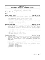 Test bank Finance Management chapter 17 financial planning and forecasting
