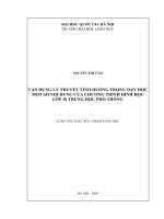 Vận dụng lý thuyết tình huống trong dạy học một số nội dung củ chương trình hình học lớp 10 trung học phổ thông 