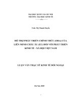 Hỗ trợ phát triển chính thức ( ODA ) của liên minh châu âu ( EU ) đối với phát triển kinh tế   xã hội việt nam 