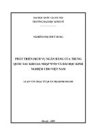 Phát triển dịch vụ ngân hàng của trung quốc sau khi ra nhập WTO và bài học kinh nghiệm cho việt nam 