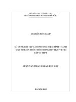 Sử dụng bài tập làm phương tiện hình thành một số kiến thức mới trong dạy học vật lí lớp 11 THPT