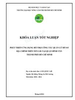 Phát triển ứng dụng hỗ trợ công tác quản lý hồ sơ địa chính trên nền GIS tại quận bình tân thành phố hồ chí minh 