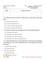 Đề thi học kì 1 môn Khoa học lớp 4 trường tiểu học Sơn Đông, Đăk Lăk năm 2015 - 2016