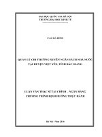 Quản lý chi thường xuyên NSNN tại huyện việt yên, tỉnh bắc giang 