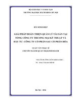 Giải pháp hoàn thiện quản lý tài sản tại Tổng công ty Thương mại Kỹ thuật và Đầu tưCông ty cổ phần sau cổ phần hóa