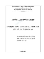 Ứng dụng GIS và ales đánh giá thích nghi cây mía tại tỉnh long an 