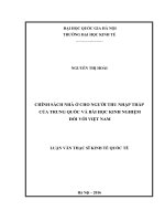 Chính sách nhà ở cho người thu nhập thấp của trung quốc và bài học kinh nghiệm đối với việt nam 