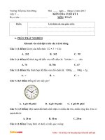 Đề thi học kì 1 môn Toán, Tiếng Viêt lớp 3 trường tiểu học Sơn Đông, Đăk Lăk năm 2015 - 2016