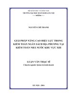 Giải pháp nâng cao hiệu lực trong kiểm toán ngân sách địa phương tại kiểm toán nhà nước khu vực XIII