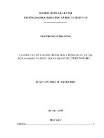 Vai trò của nữ cán bộ trong hoạt động quản lý tại bộ lao động và phúc lợi xã hội nước CHDCND lào 