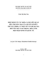 Hiệp định về các khía cạnh liên quan đến thương mại của quyền sở hữu trí tuệ ( TRIPs ) và một số vấn đề đặt ra đối với việt nam trong bối cảnh hội nhập kinh tế quốc tế 