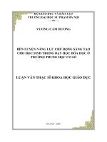 Rèn luyện năng lực chủ động sáng tạo cho học sinh trong dạy học hóa học ở trường trung học cơ sở 