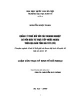 Quản lý thuế đối với các doanh nghiệp có vốn đầu tư trực tiếp nươc ngoài trên địa bàn tỉnh hà tây (cũ) 