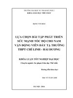 Lựa chọn bài tập phát triển sức mạnh tốc độ cho nam vận động viên đẩy tạ trường THPT chí linh   hải dương 