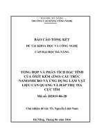 Tổng hợp và phân tích đặc tính của ôxít kẽm (zno) cấu trúc nano micro và ứng dụng làm vật liệu cản quang và hấp thụ tia cực tím