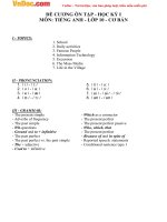 Đề cương ôn thi học kì 1 môn Tiếng Anh lớp 10 trường THPT Chu Văn An, Hà Nội năm 2015 - 2016