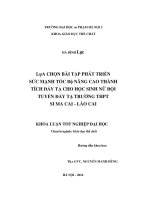 Lựa chọn bài tập phát triển sức mạnh tốc độ nâng cao thành tích đẩy tạ cho học sinh nữ đội tuyển đẩy tạ trường THPT si ma cai lào cai