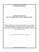 BCTT ĐỀ TÀI: NGHIÊN CỨU TUYỂN CHỌN GIỐNG VÀ XÂY DỰNG MỘT SỐ BIỆN PHÁP KỸ THUẬT CANH TÁC KHOAI LANG HÀNG HÓA TẠI MỘT SỐ TỈNH MIỀN NÚI PHÍA BẮC VIỆT NAM