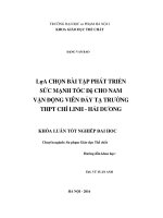 Lựa chọn bài tập phát triển sức mạnh tốc độ cho nam vận động viên đẩy tạ trường THPT chí linh   hải dương 