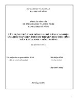 Xây dựng trò chơi đóng vai để nâng cao hiệu quả học tập kiến thức di truyền học cho sinh viên khóa sinh   môi trường