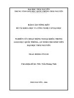 NGHIÊN CỨU HOẠT ĐỘNG NGOẠI KHÓA TRONG GIÁO DỤC QUỐC PHÒNG, AN NINH CHO SINH VIÊN ĐẠI HỌC THÁI NGUYÊN