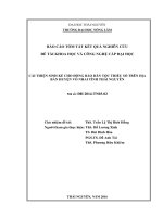 BCTT ĐỀ TÀI: CẢI THIỆN SINH KẾ CHO ĐỒNG BÀO DÂN TỘC THIỂU SỐ TRÊN ĐỊA BÀN HUYỆN VÕ NHAI TỈNH THÁI NGUYÊN
