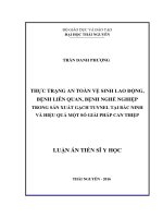 Thực trạng an toàn vệ sinh lao động, bệnh liên quan, bệnh nghề nghiệp trong sản xuất gạch Tuynel tại Bắc Ninh và hiệu quả một số giải pháp can thiệp