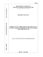 nghiên cứu quá trình áp dụng hệ thống quản lý chất lượng iso 9001 2008 tại công ty cổ phần viglacera hạ long 