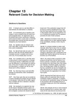 Solutions to question managerial accounting ch13 relevant costs for decision making 