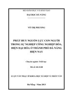 Phát huy nguồn nhân lực con người trong sự nghiệp công nghiệp hóa, hiện đại hóa ở thành phố đà nẵng hiện nay