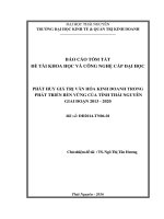 BCTT ĐỀ TÀI: PHÁT HUY GIÁ TRỊ VĂN HÓA KINH DOANH TRONG PHÁT TRIỂN BỀN VỮNG CỦA TỈNH THÁI NGUYÊN GIAI ĐOẠN 2013  2020