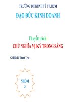 Thuyết trình môn đạo đức kinh doanh chủ nghĩa vị kỷ trong sáng