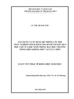 Xây dựng và sử dụng hệ thống câu hỏi trắc nghiệm nhằm kiểm tra đánh giá kết quả học tập của học sinh trong dạy học chương Dòng điện không đổi vật lí 11 THP