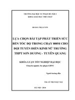 Lựa chọn bài tập phát triển sức bền tốc độ trong chạy 800m cho đội tuyển điền kinh nữ trường THPT sơn dương   tuyên quang 