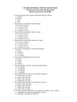 Câu hỏi trắc nghiệm ôn tập môn Di truyền học