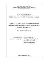 BCTT ĐỀ TÀI: NGHIÊN CỨU HOẠT ĐỘNG NGOẠI KHÓA TRONG GIÁO DỤC QUỐC PHÒNG, AN NINH CHO SINH VIÊN ĐẠI HỌC THÁI NGUYÊN