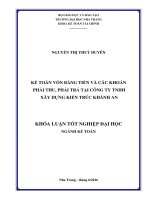 Kế toán vốn bằng tiền và các khoản phải thu, phải trả tại công ty TNHH xây dựng kiến trúc khánh an 