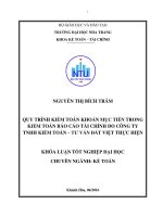 Quy trình kiểm toán khoản mục tiền trong kiểm toán báo cáo tài chính do công ty TNHH kiểm toán   tư vấn đất việt thực hiện 