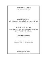BẢO TỒN TIẾNG DÂN TỘC CHO HỌC SINH PHỔ THÔNG DÂN TỘC THIỂU SỐ KHU VỰC MIỀN NÚI PHÍA BẮC