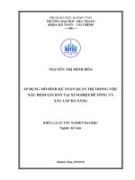 Áp dụng mô hình kế toán quản trị trong việc xác định giá bán tại xí nghiệp bê tông và xây lắp đà nẵng 