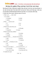 Bài tập trắc nghiệm Tiếng Anh lớp 6 Unit 8 Out And About