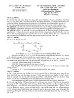 Đề thi học sinh giỏi môn Hóa học lớp 12 tỉnh Hải Dương năm 2016 (đề chính thức và đề dự bị) có hướng dẫn chấm chi tiết