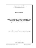 Quản lý giáo dục thẩm mỹ cho học sinh các trường THCS Thị xã Quảng Yên, tỉnh Quảng Ninh